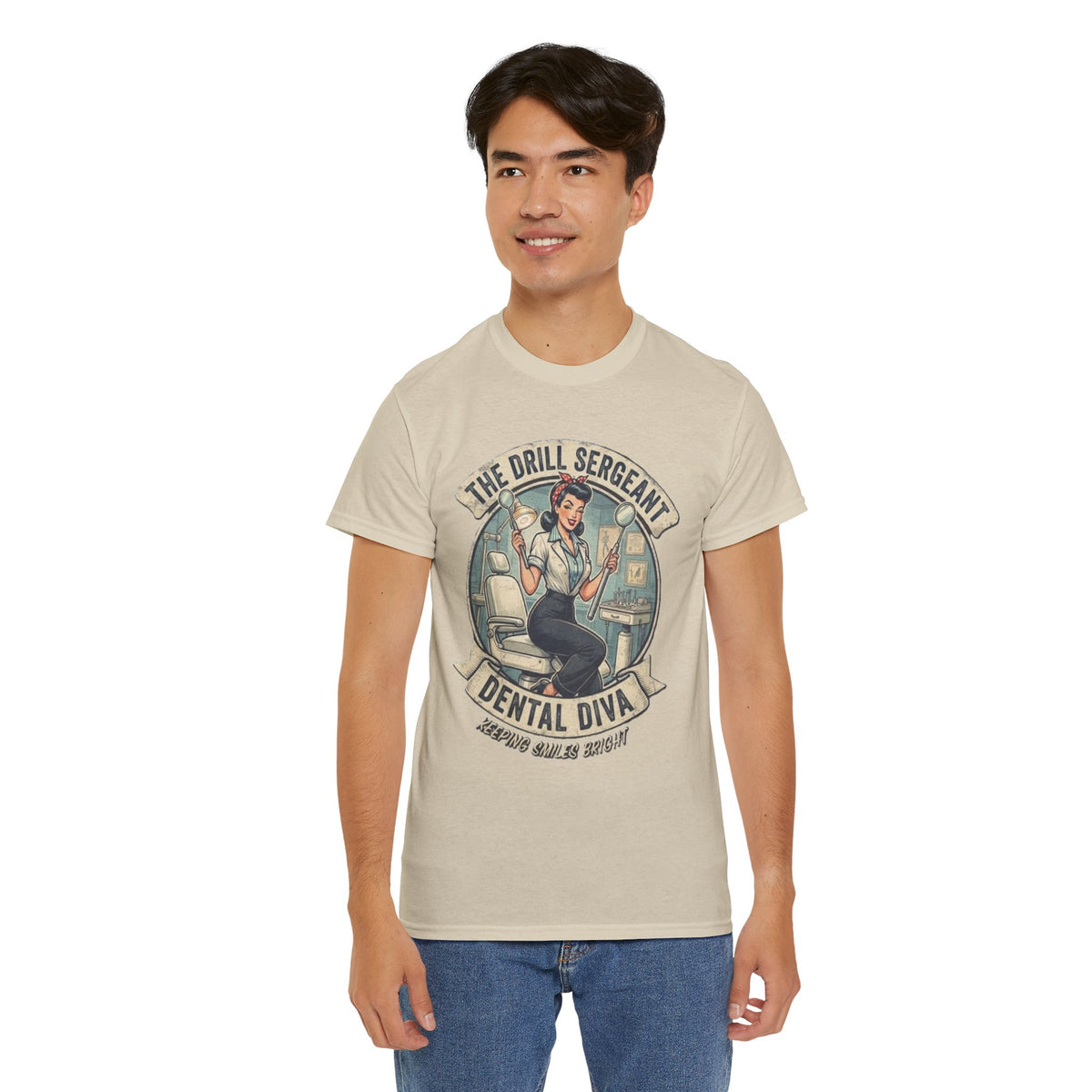 Drill Sergeant Dental Diva T-Shirt | Retro Pinup Dentist Graphic