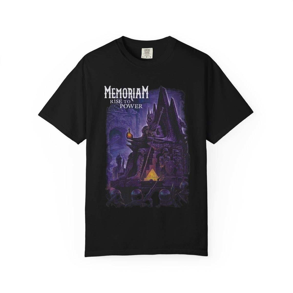 Camiseta con ilustración de castillo gótico «Memoriam Rise to Power» | Arte de banda británica de death metal