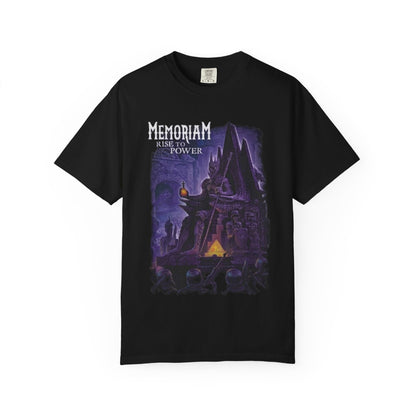 Camiseta con ilustración de castillo gótico «Memoriam Rise to Power» | Arte de banda británica de death metal