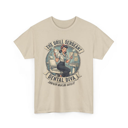 Drill Sergeant Dental Diva T-Shirt | Retro Pinup Dentist Graphic
