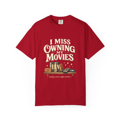 Camiseta "I Miss Owning My Movies", Camiseta vintage de noche de cine, Regalo para amantes de VHS y DVD, Camiseta para coleccionistas de cine, Camiseta de la sociedad de noche de cine analógico