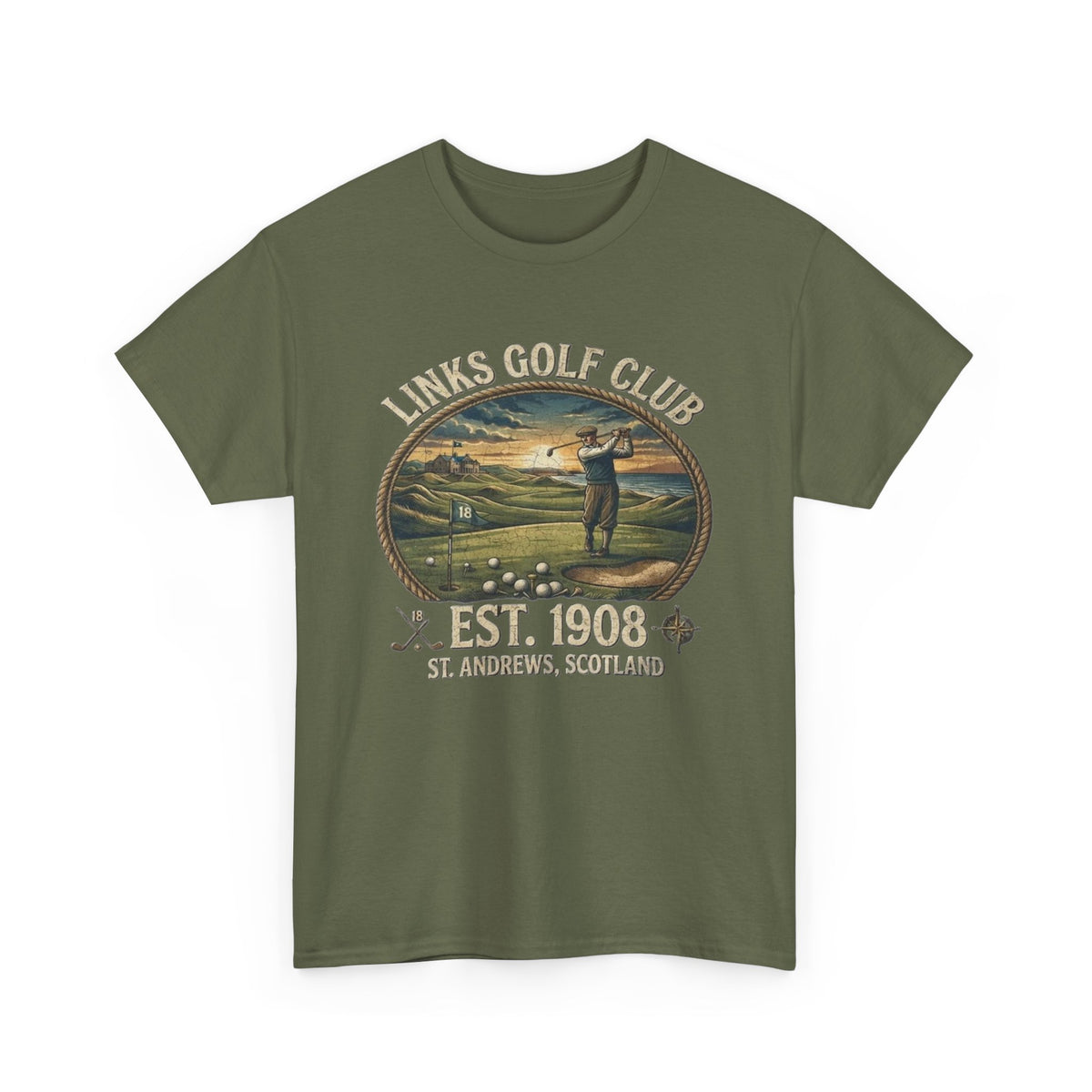 T-shirt illustration golfeur vintage Links Golf Club | EST. 1908 St. Andrews Écosse