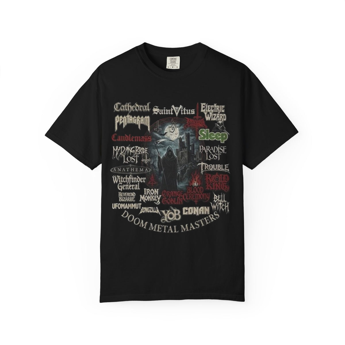 T-shirt design Doom Metal | T-shirt avec logos de groupes Doom Metal Masters