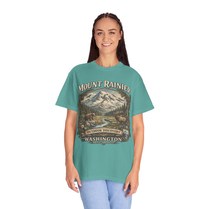 Camiseta del Monte Rainier, playera Comfort Colors de la naturaleza de Washington