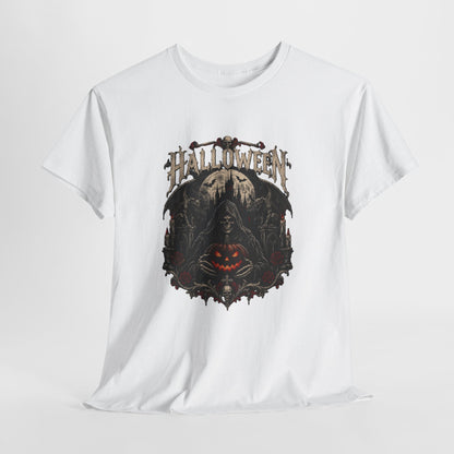 Camiseta de Halloween de calavera y calabaza | Camiseta de Jack-O'-Lantern en bosque espeluznante