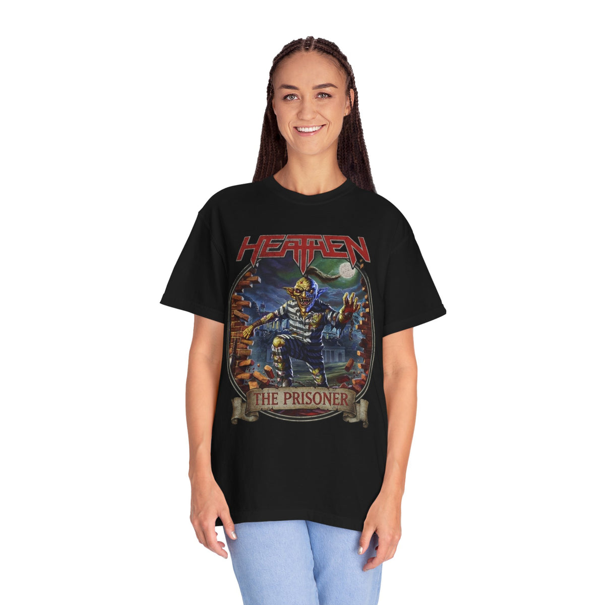 T-shirt avec pochette de l'album The Prisoner de Heathen | T-shirt graphique de groupe de Heavy Metal