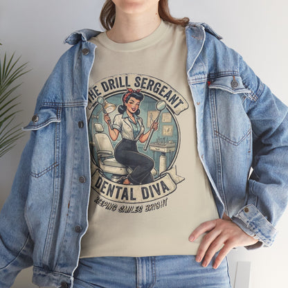 Drill Sergeant Dental Diva T-Shirt | Retro Pinup Dentist Graphic