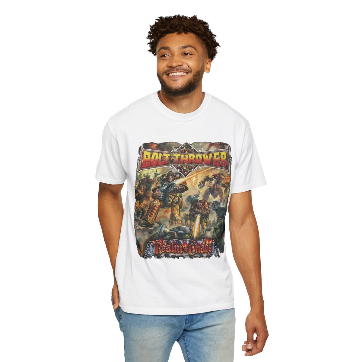 Camiseta con el arte del álbum Realm of Chaos de Bolt Thrower | Camiseta de banda británica de death metal