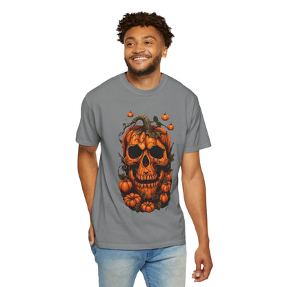 T-shirt tête de citrouille | Tee-shirt tête de mort citrouille, design citrouille d'Halloween