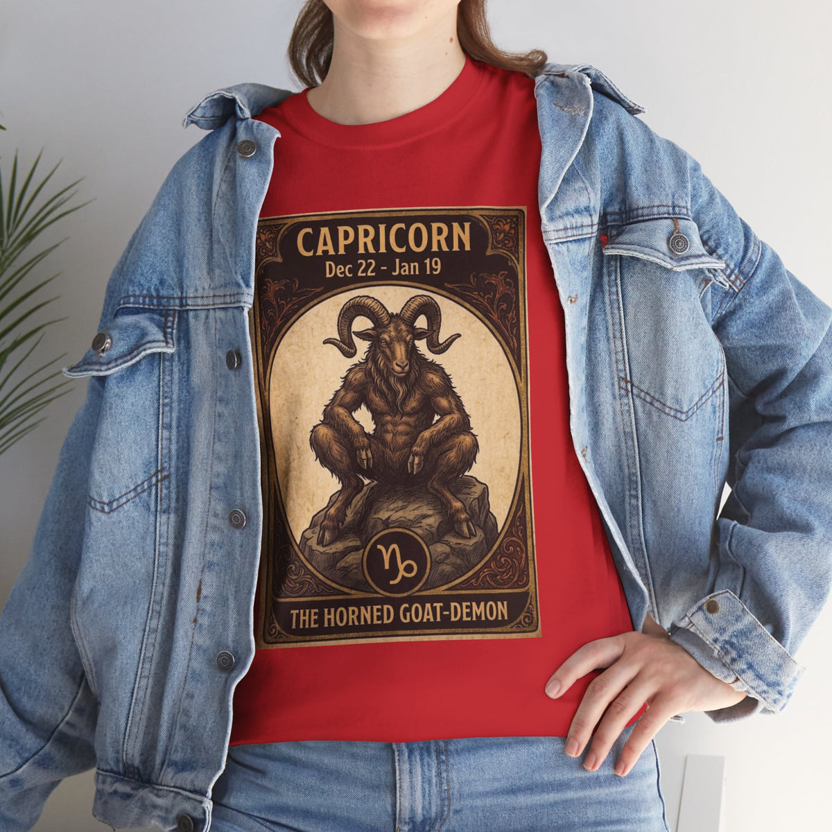 Capricorn Horned Goat Demon T-Shirt | Halloween Zodiac - Astrology Poster Design