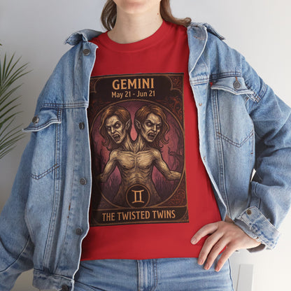 Camiseta Géminis Las Gemelas Retorcidas | Ilustración de Terror del Zodiaco Astrológico de Halloween
