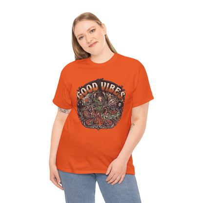 Good Vibes Halloween Tee | Psychedelic Floral Illustration