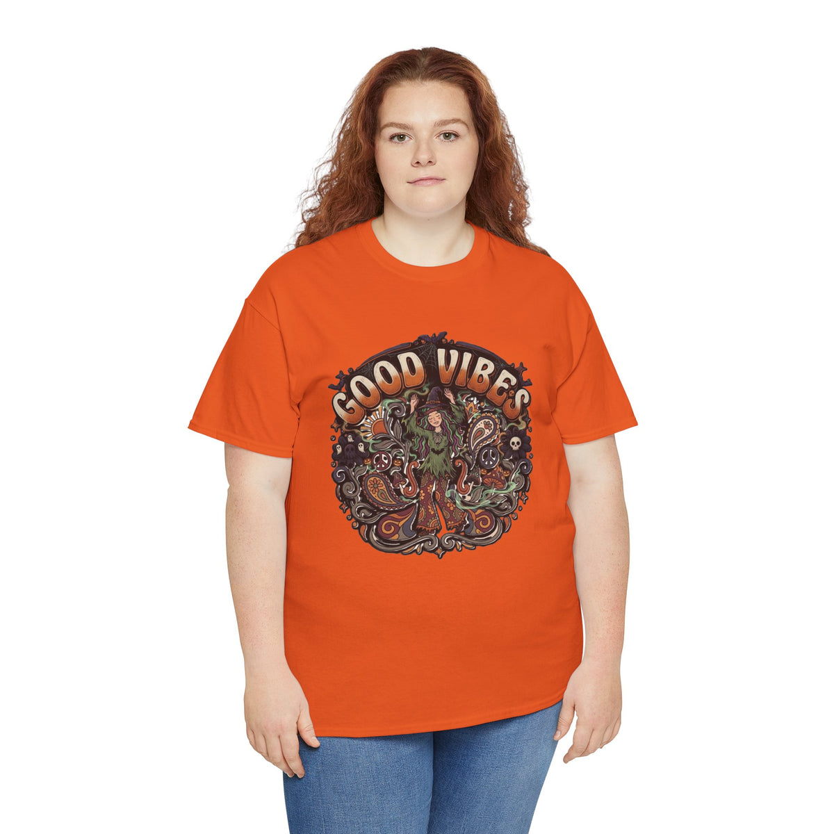 Good Vibes Halloween Tee | Psychedelic Floral Illustration