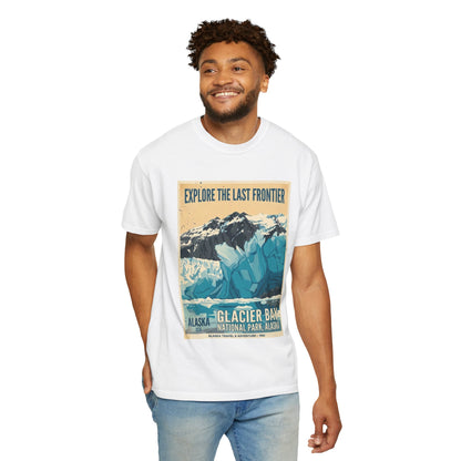 Camiseta con póster del Parque Nacional de la Bahía de los Glaciares | Camiseta de viaje a Alaska