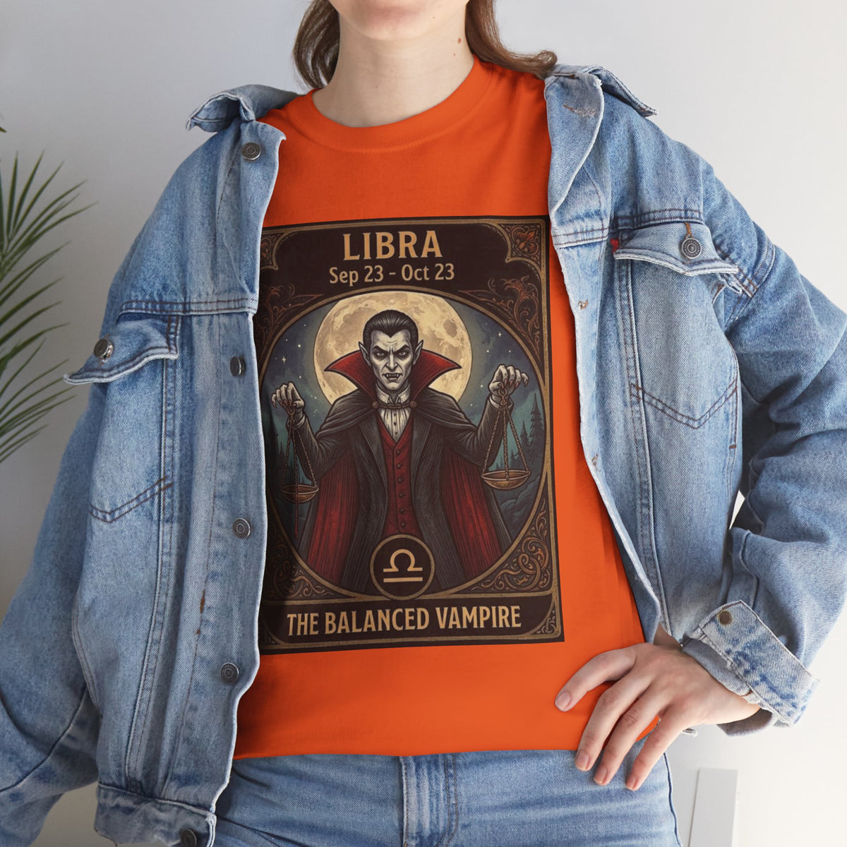 Camiseta de Libra, el vampiro equilibrado | Halloween Astrología Zodíaco Vampiro