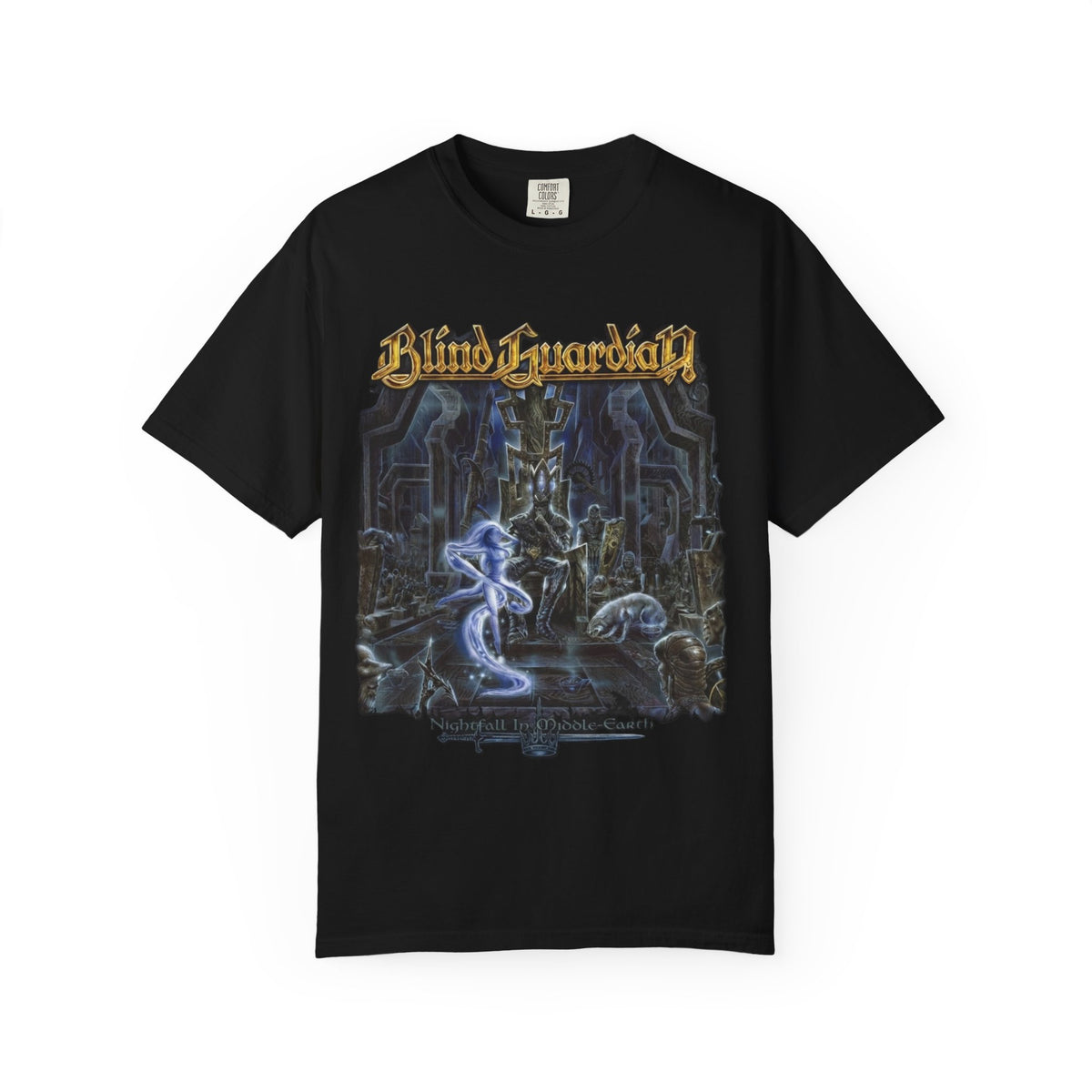 T-shirt avec pochette de l'album Nightfall In Middle-Earth de Blind Guardian | Illustration de métal fantastique