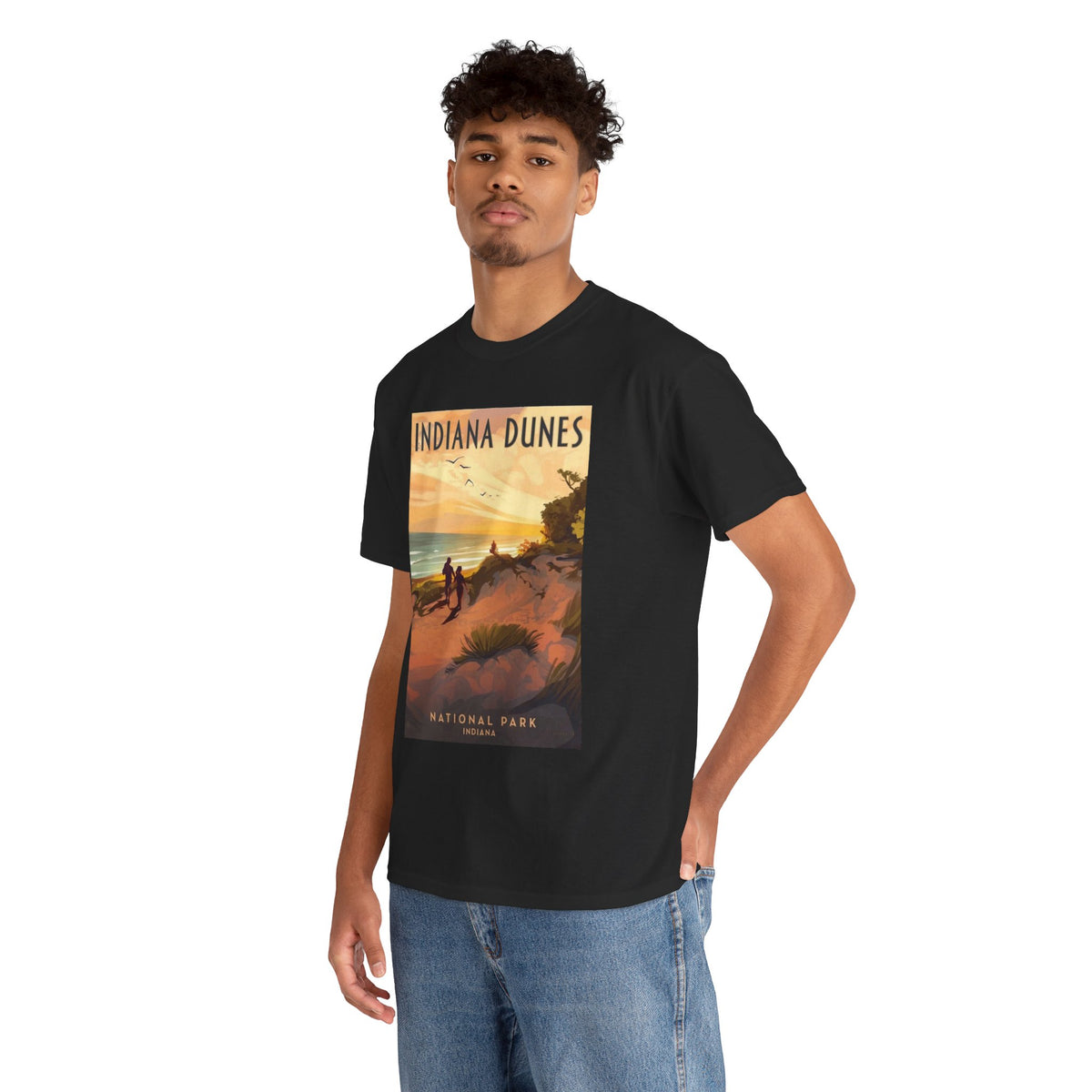 Camiseta de póster vintage del atardecer en el Parque Nacional Indiana Dunes | Camiseta de naturaleza de parques nacionales