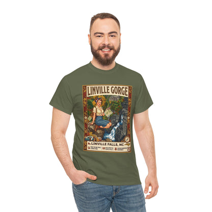 T-shirt avec illustration des chutes de Linville | T-shirt nature avec cascade des gorges de Linville