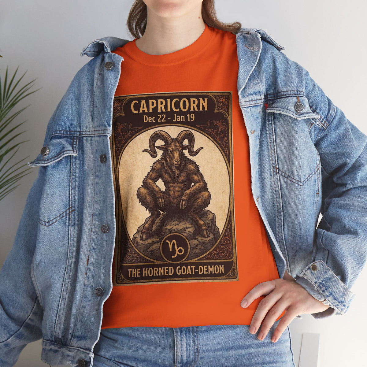 Capricorn Horned Goat Demon T-Shirt | Halloween Zodiac - Astrology Poster Design