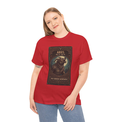 Aries The Furious Werewolf T-Shirt | Halloween Zodiac Ram Astrology Tee