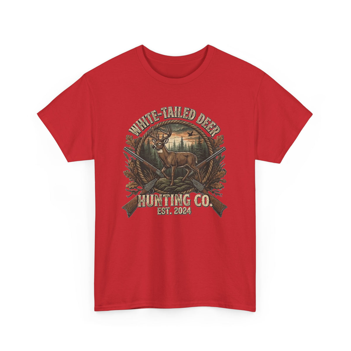 White-Tailed Deer Hunting Co T-Shirt | Deer Rifle Forest Vintage Badge