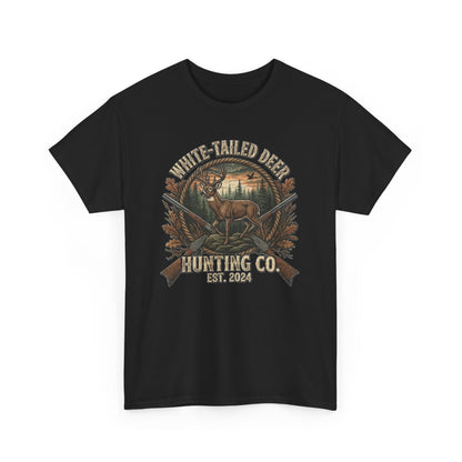 White-Tailed Deer Hunting Co T-Shirt | Deer Rifle Forest Vintage Badge