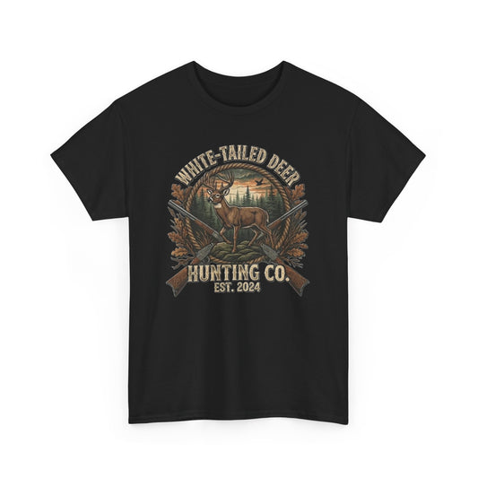 White-Tailed Deer Hunting Co T-Shirt | Deer Rifle Forest Vintage Badge