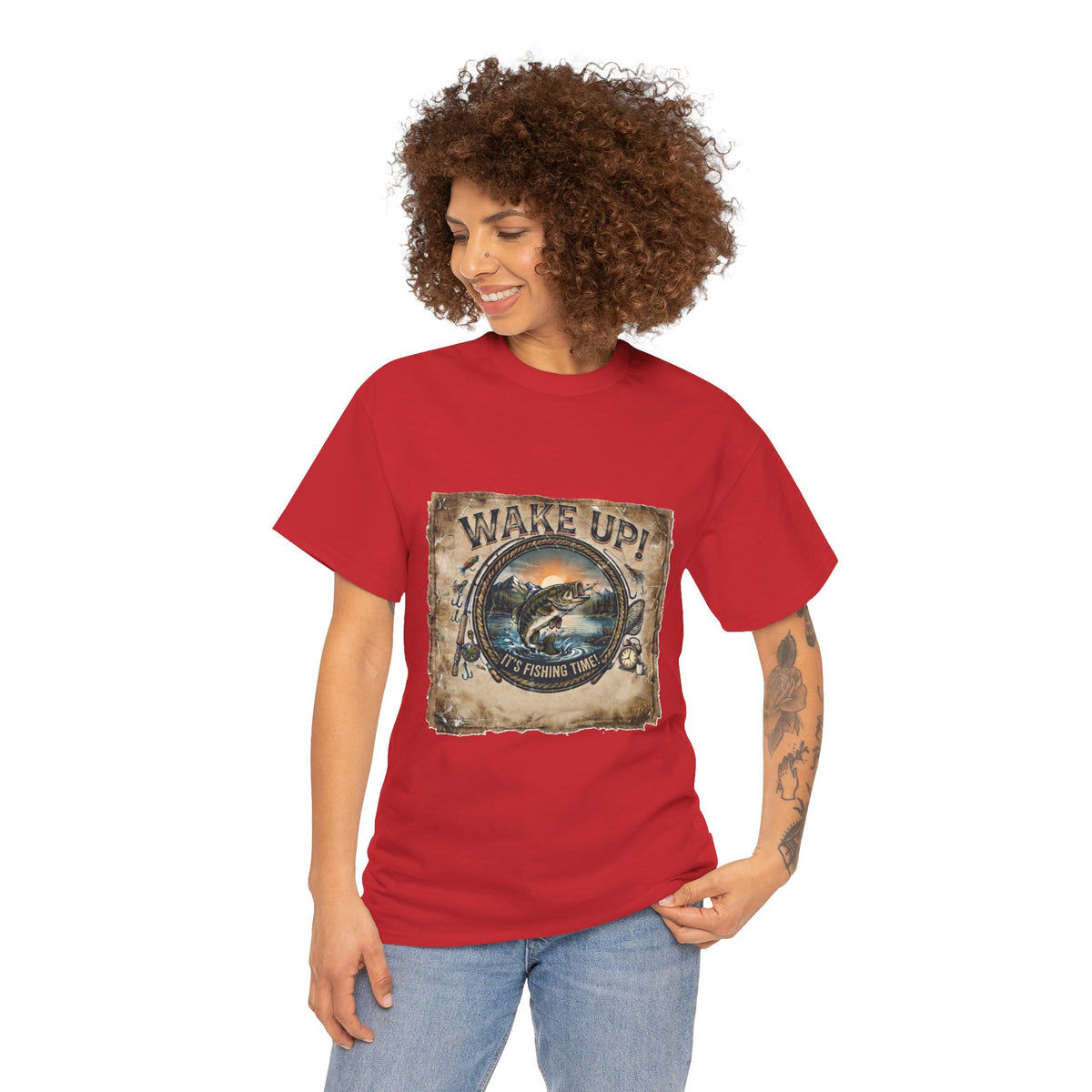 Wake Up Fishing Tee | Bass Fish Vintage Outdoors Shirt