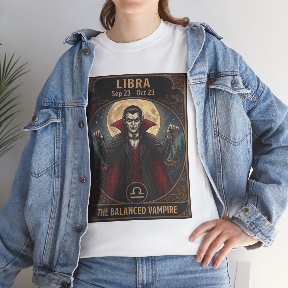 Camiseta de Libra, el vampiro equilibrado | Halloween Astrología Zodíaco Vampiro