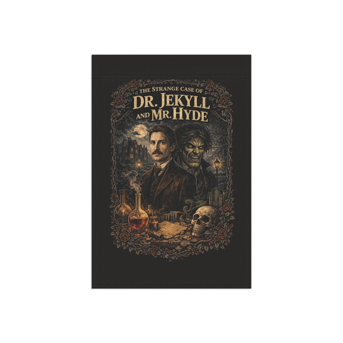 Dr. Jekyll and Mr. Hyde Illustration Garden Flag | Gothic Novel Banner