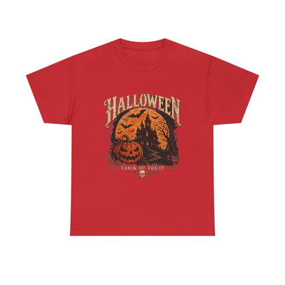 T-shirt vintage avec scène de citrouille d'Halloween | Graphisme rétro « Trick or Treat »