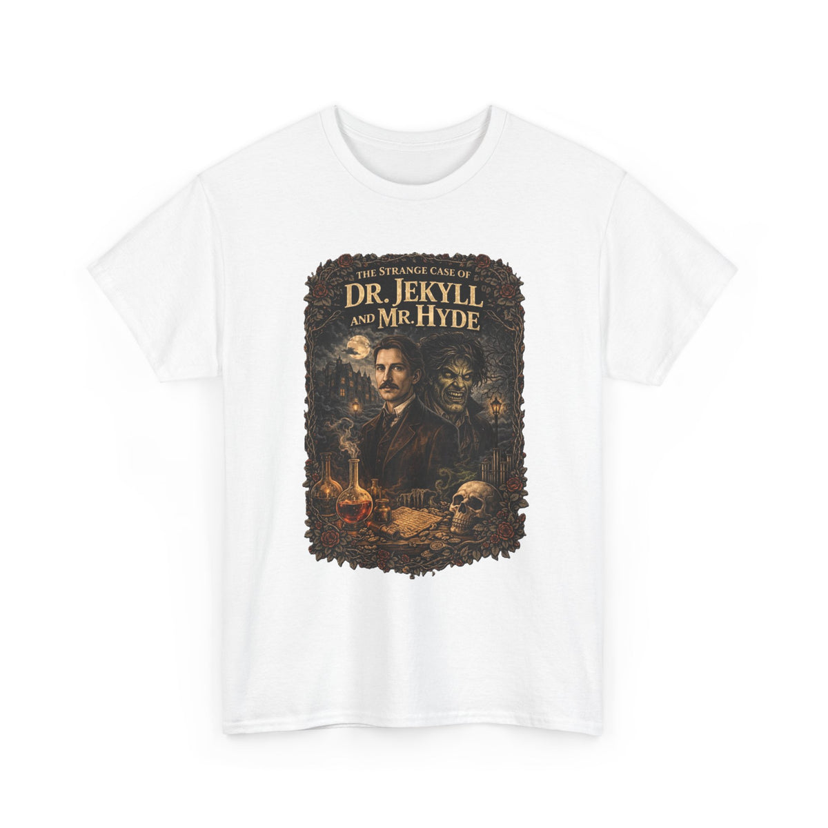 Dr. Jekyll and Mr. Hyde Gothic Portrait Tee | Classic Horror Novel Artwork