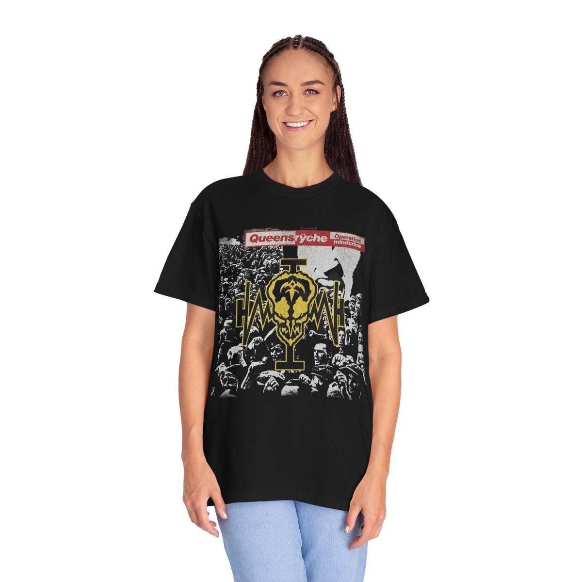 T-shirt graphique Queenryche Operation Mindcrime | Motif foule avec logo du groupe