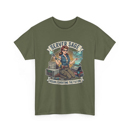 Server Sage Troubleshooting the Future T-Shirt | IT Technician Retro Tech Shirt