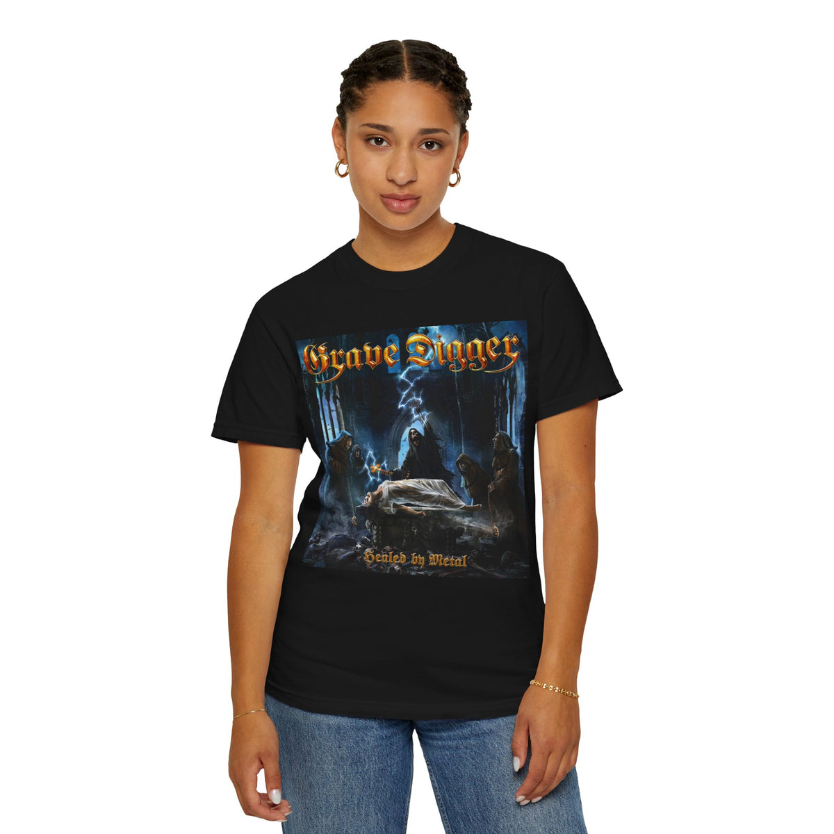 Grave Digger Metal band artwork T-Shirt | Healed by Metal Gothic cemetery illustration