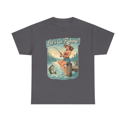 Let's Go Fishing Vintage Angler Graphic T-Shirt