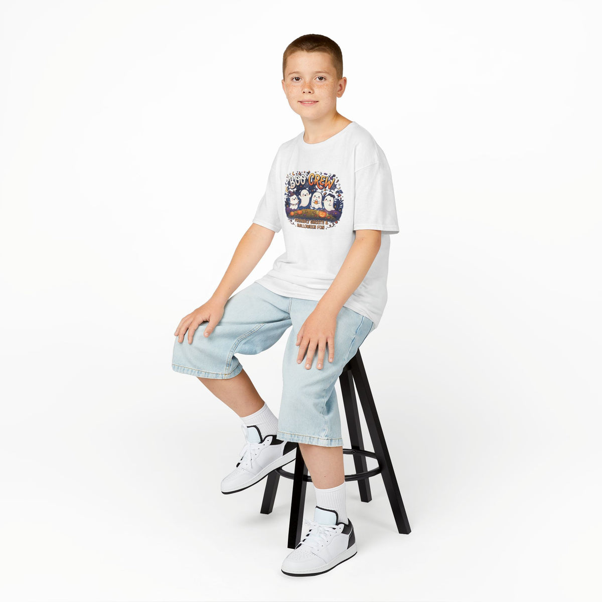 Boo Crew Ghosts Kids Tee | Halloween Pumpkin Patch Illustration