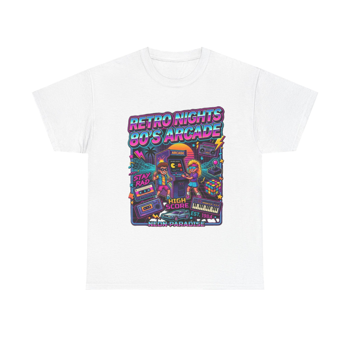 Retro Nights 80s Arcade Tee | Vaporwave Neon Gaming Graphic Shirt