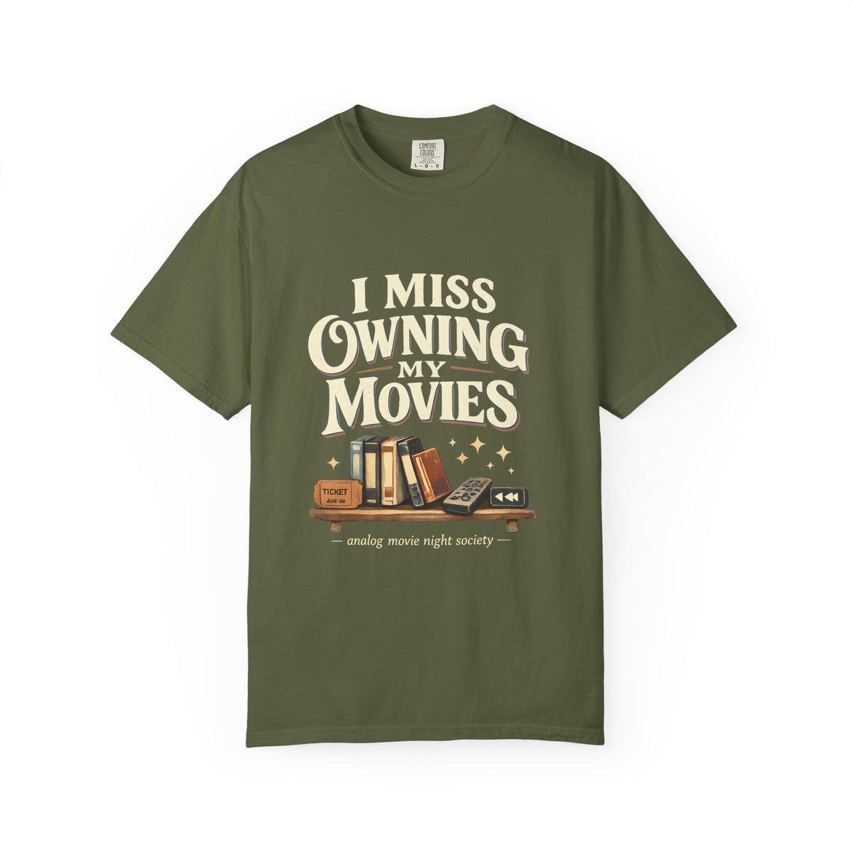 Camiseta "I Miss Owning My Movies", Camiseta vintage de noche de cine, Regalo para amantes de VHS y DVD, Camiseta para coleccionistas de cine, Camiseta de la sociedad de noche de cine analógico
