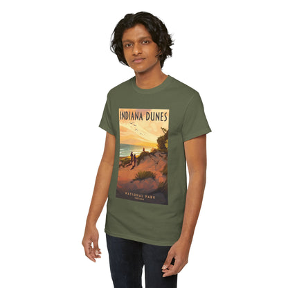 Camiseta de póster vintage del atardecer en el Parque Nacional Indiana Dunes | Camiseta de naturaleza de parques nacionales