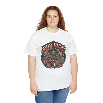 Good Vibes Halloween Tee | Psychedelic Floral Illustration