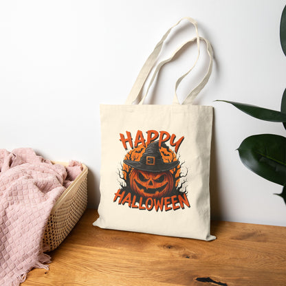 Happy Halloween Trick or Treat Cotton Canvas Tote Bag