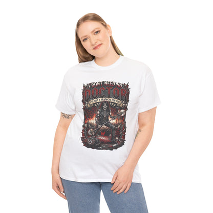 T-shirt illustration I Don't Need No Doctor | Thème médical horreur gothique