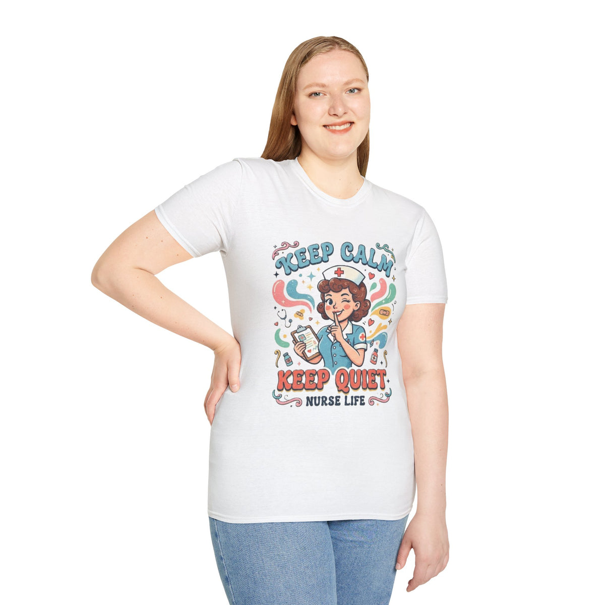 Keep Calm Keep Quiet Nurse Life T-Shirt | Nurse Illustration Tee