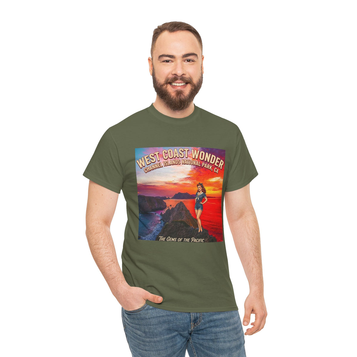 Channel Islands National Park California graphic tee |  California sunset vintage poster