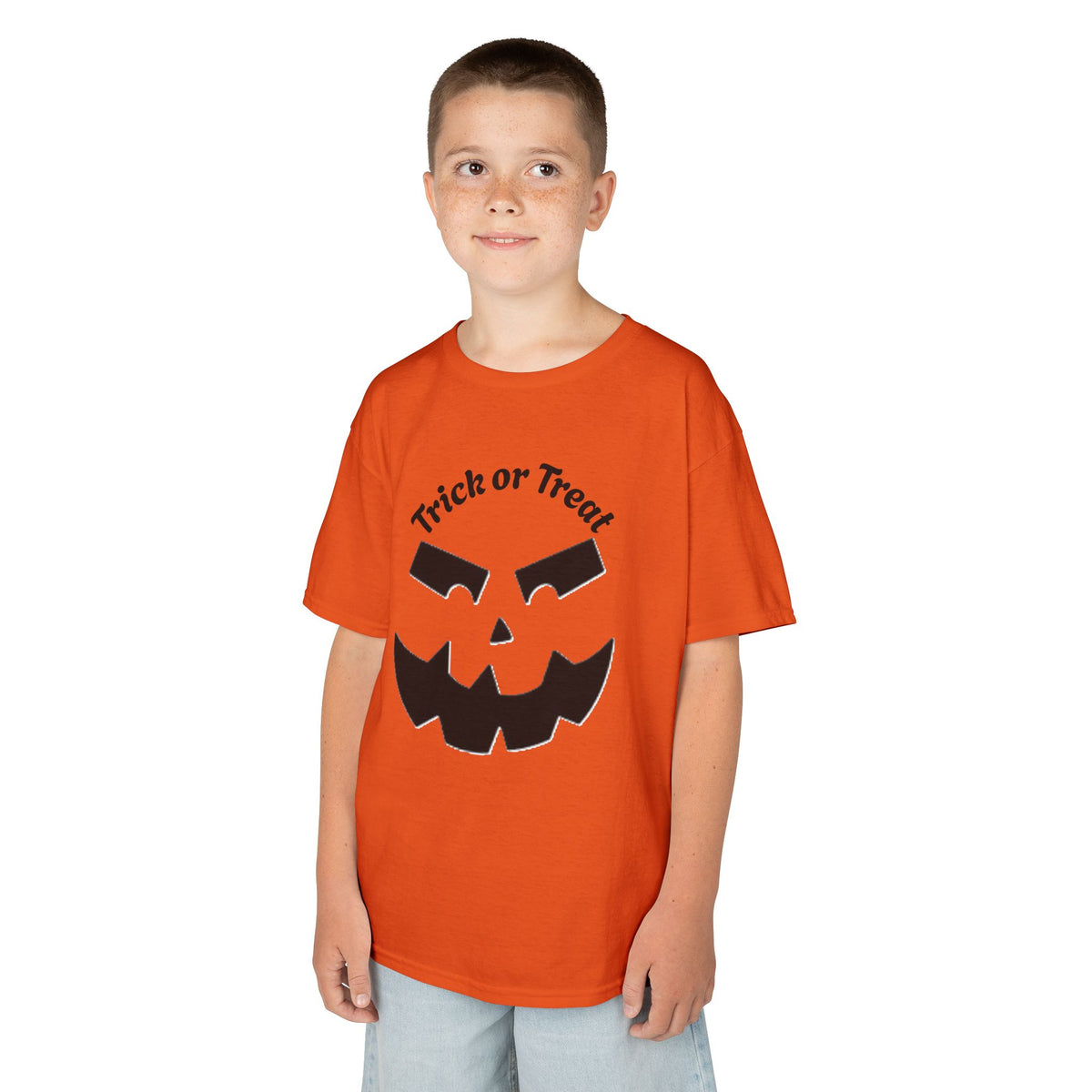 Jack-O'-Lantern Face Trick or Treat Kids Tee | Halloween Pumpkin Shirt