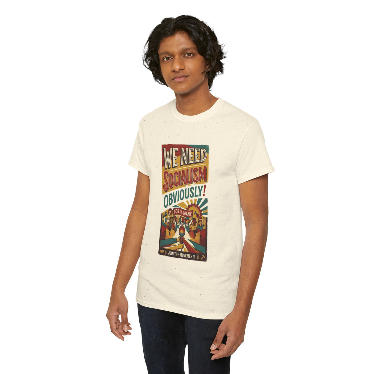 We Need Socialism Obviously poster T-Shirt | Political Propaganda Tee