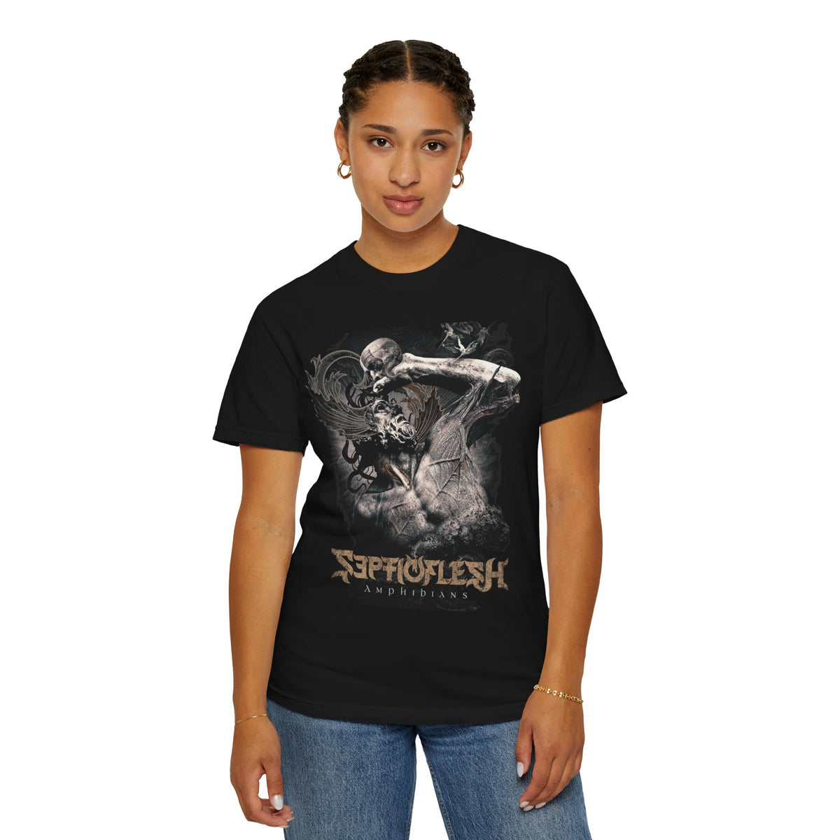 Camiseta con diseño Amphibians de Septic Flesh | Camiseta gráfica de banda de metal griega