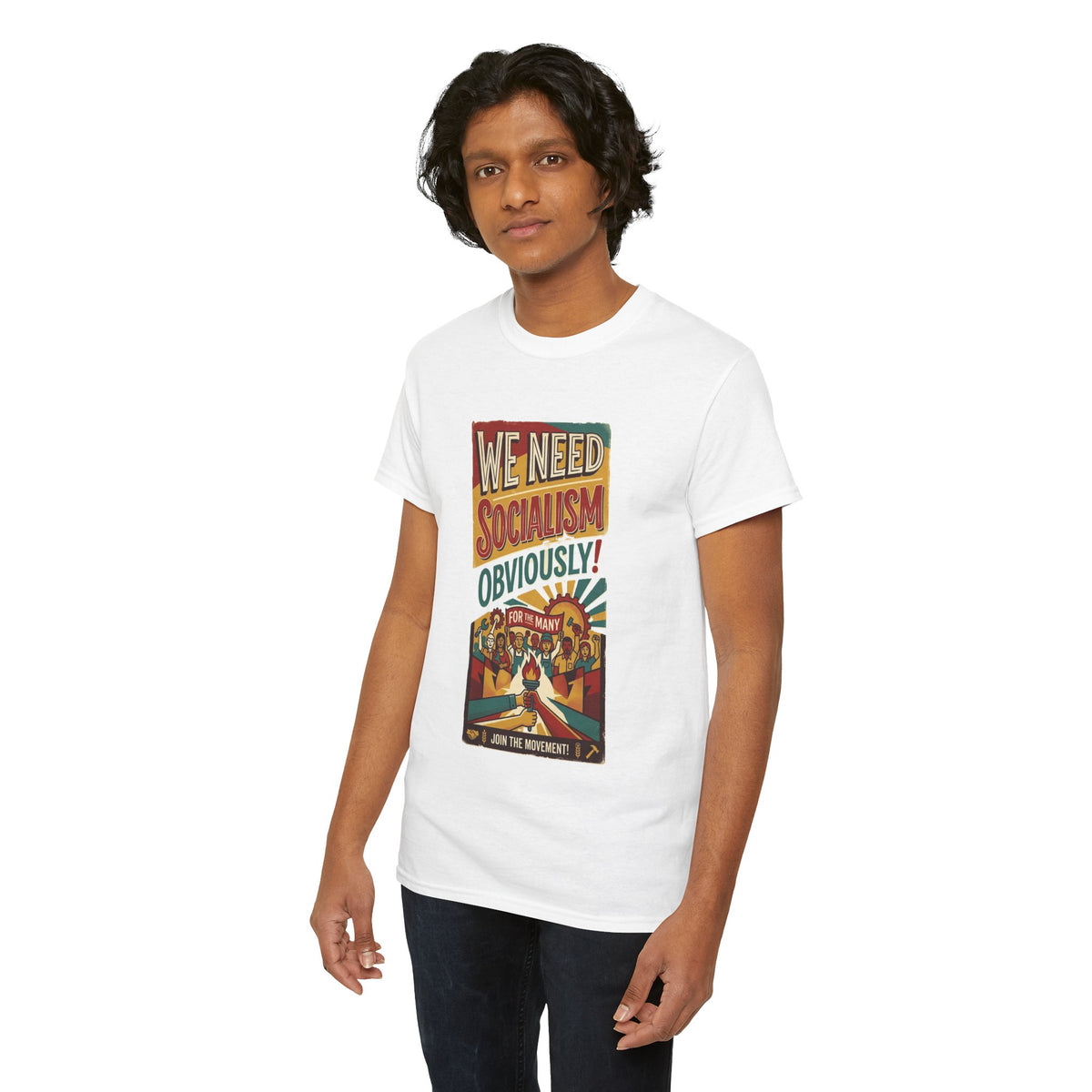 We Need Socialism Obviously poster T-Shirt | Political Propaganda Tee