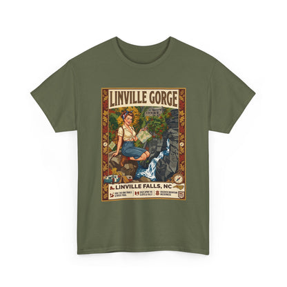T-shirt avec illustration des chutes de Linville | T-shirt nature avec cascade des gorges de Linville